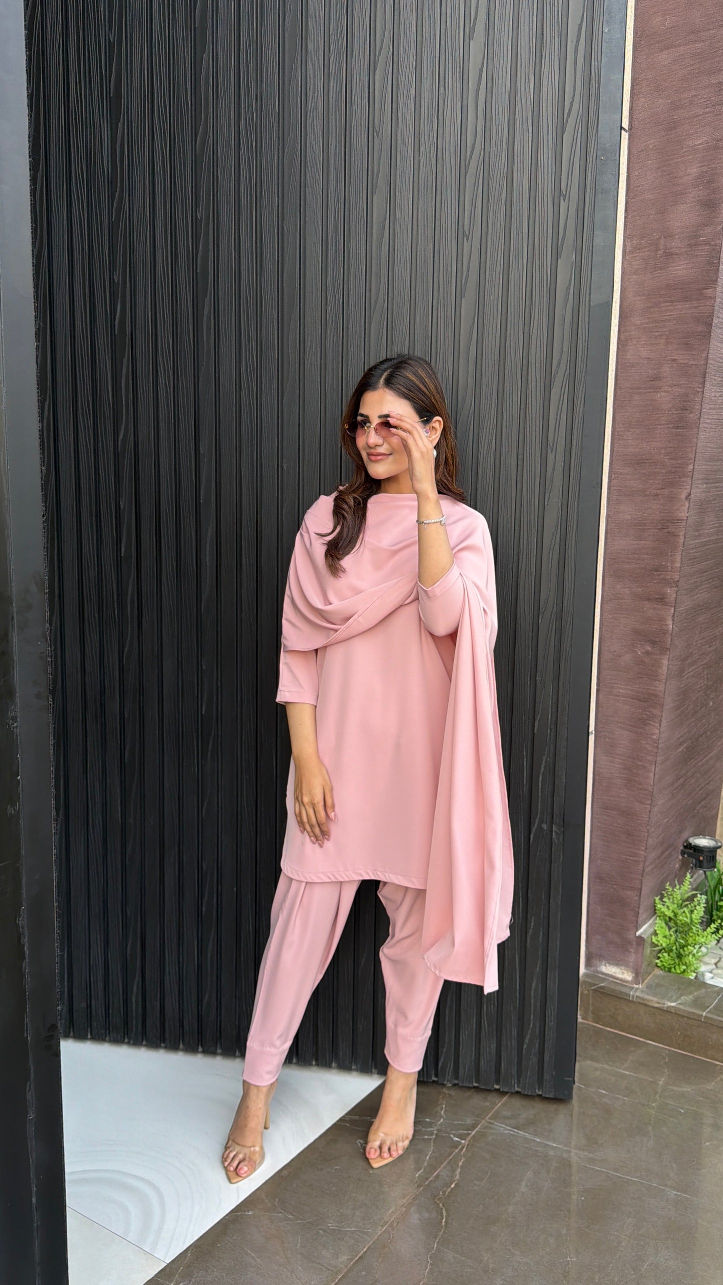 Tea pink drape set