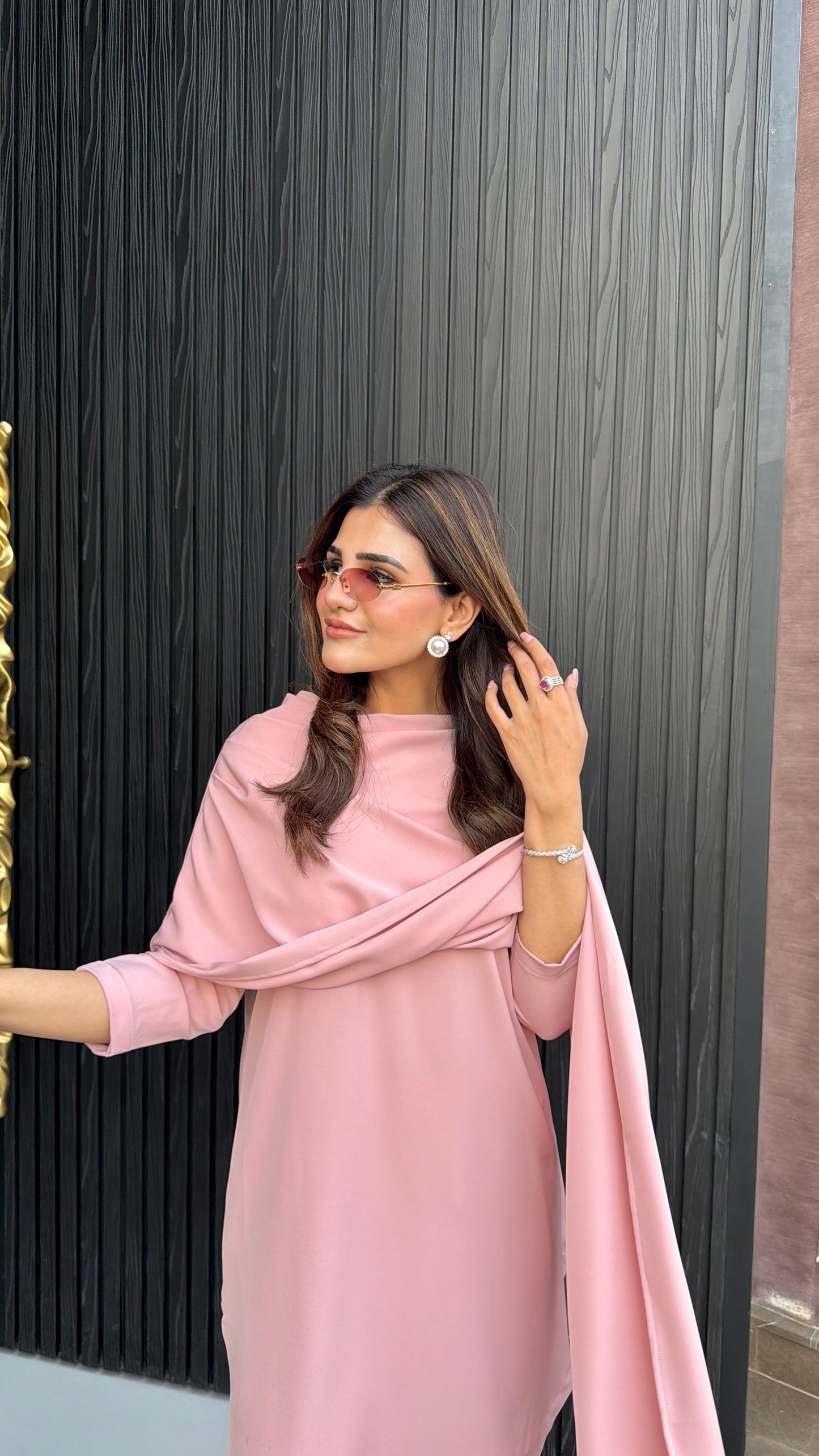 Tea pink drape set
