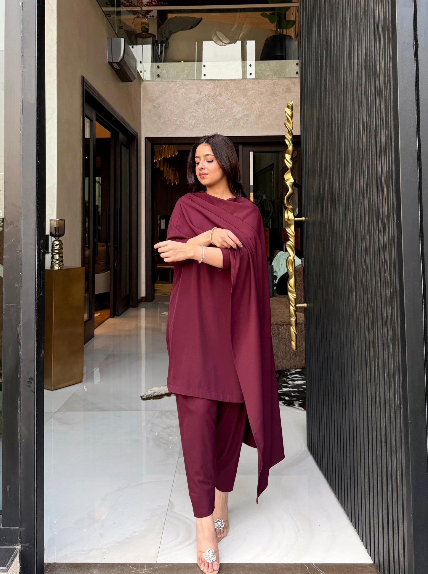 Maroon drape set